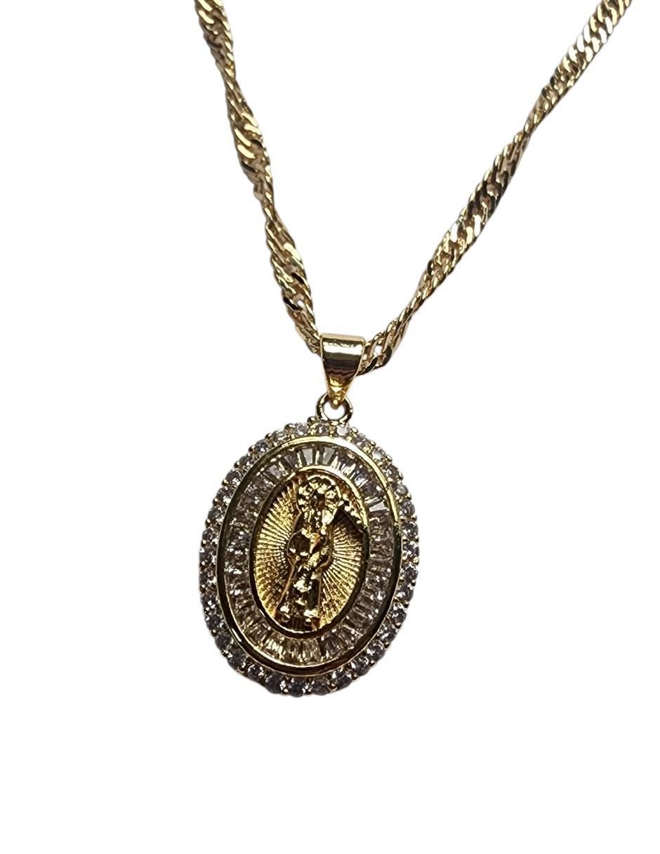 Collar con dije Santa Muerte de oro laminado 14 k 3