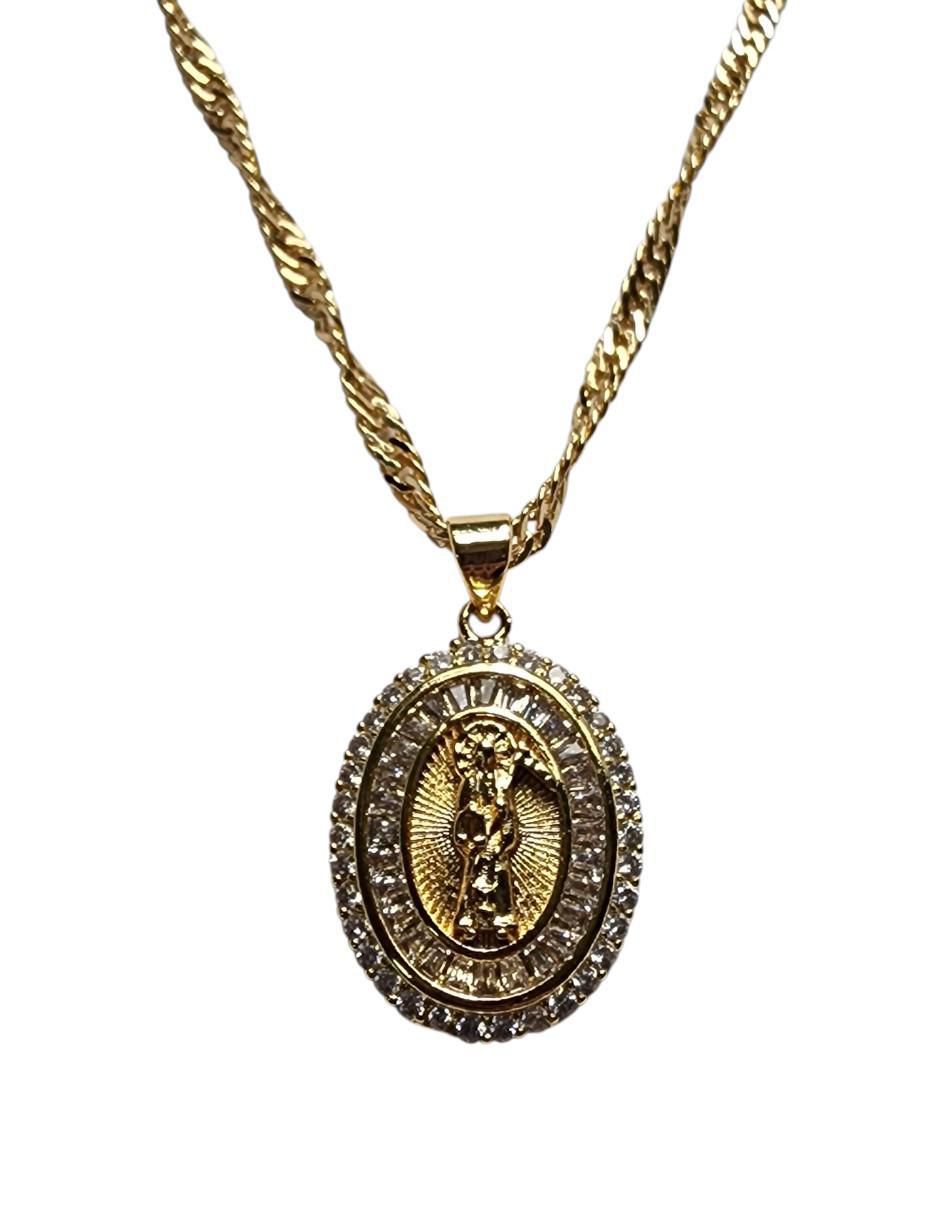 Collar con dije Santa Muerte de oro laminado 14 k 4