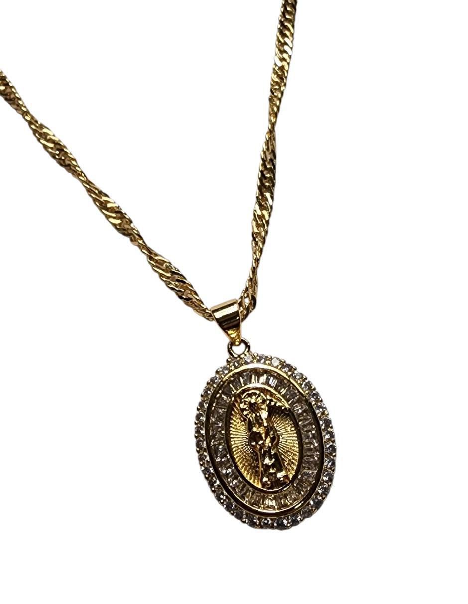 Collar con dije Santa Muerte de oro laminado 14 k 6