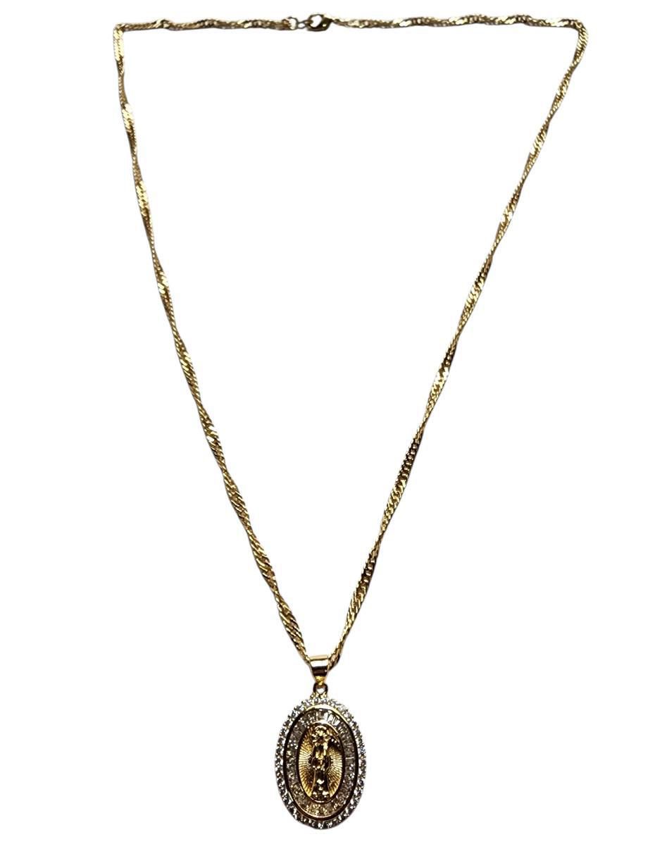Collar con dije Santa Muerte de oro laminado 14 k 7