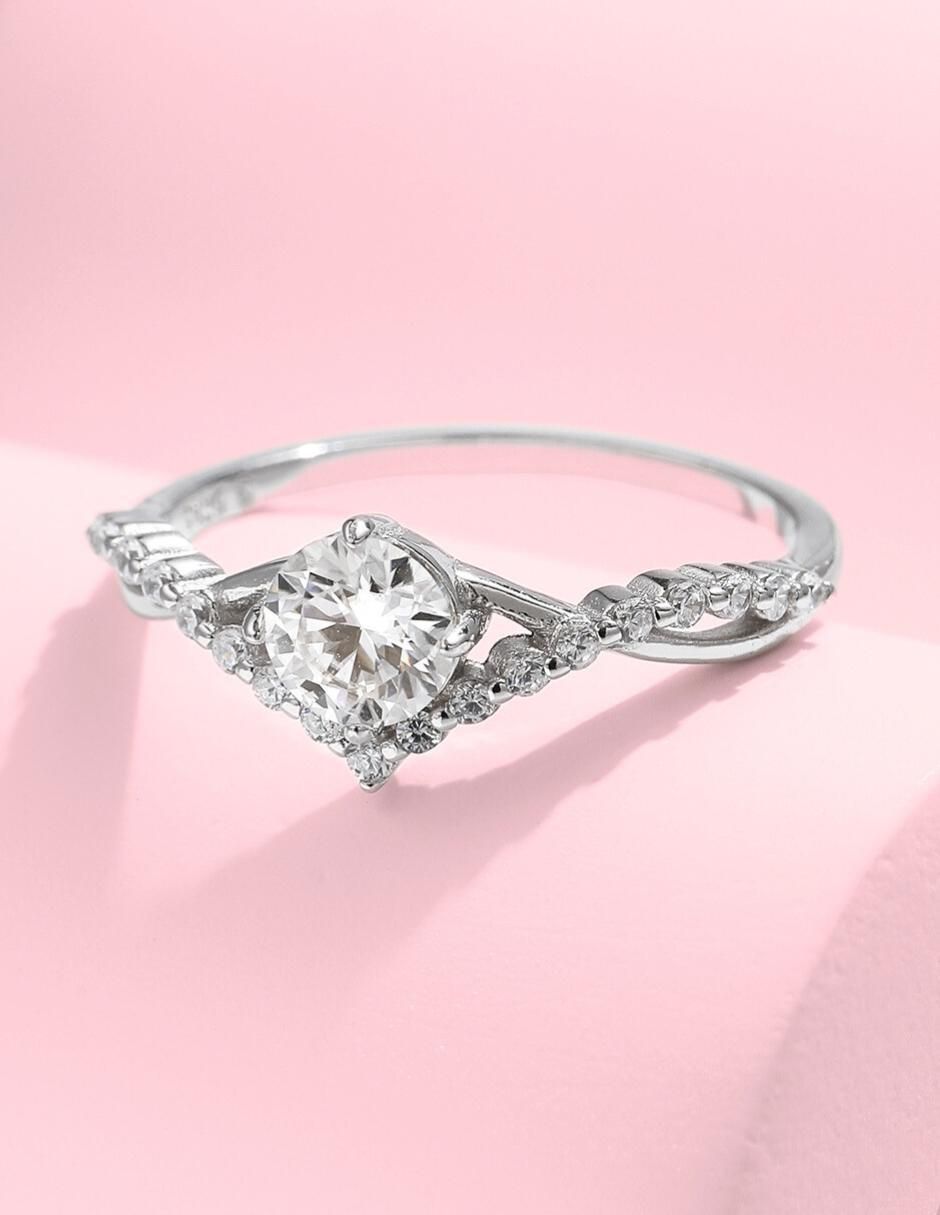 Anillo de compromiso de plata P 925 Infinity of Love moissanita 3