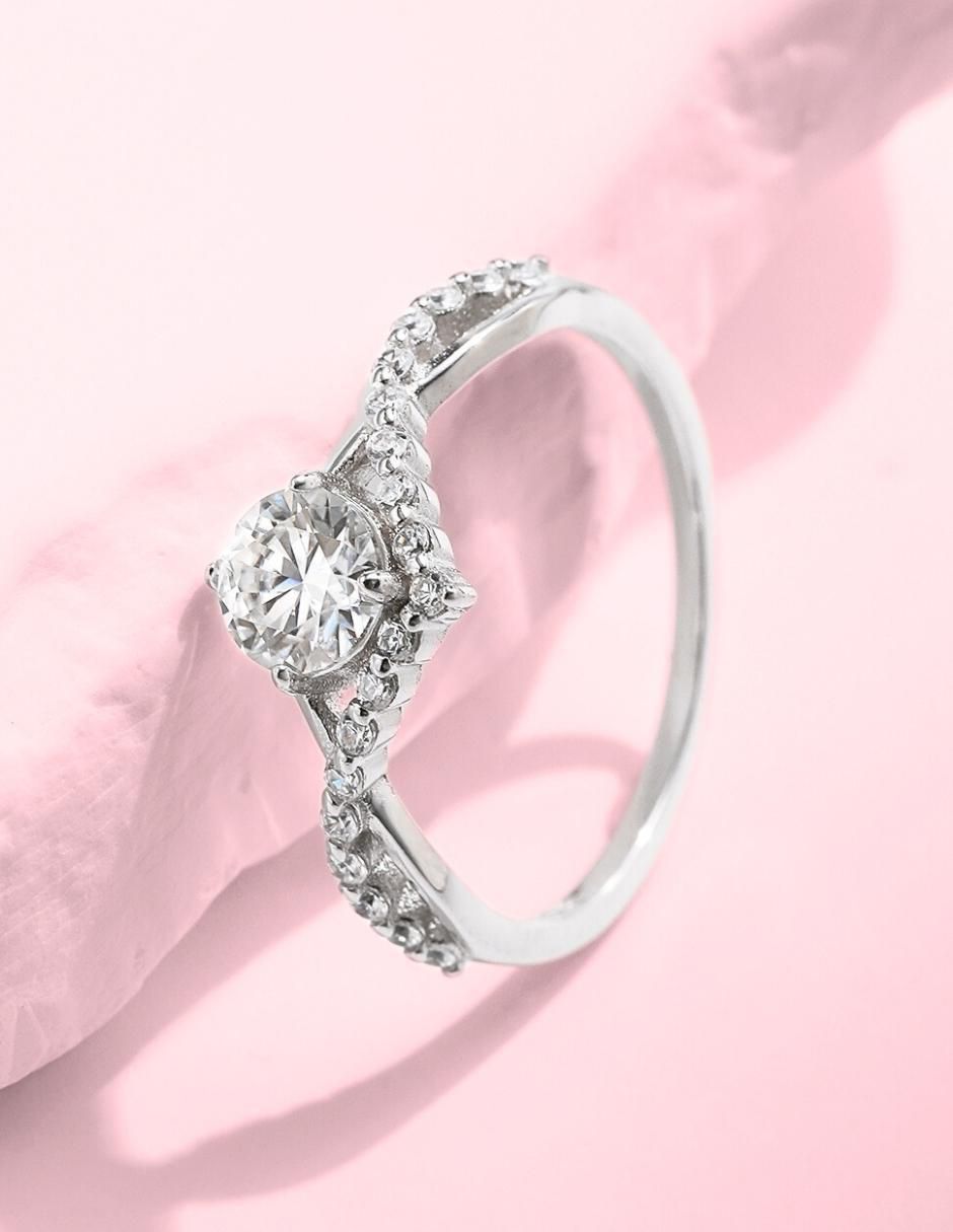 Anillo de compromiso de plata P 925 Infinity of Love moissanita 5