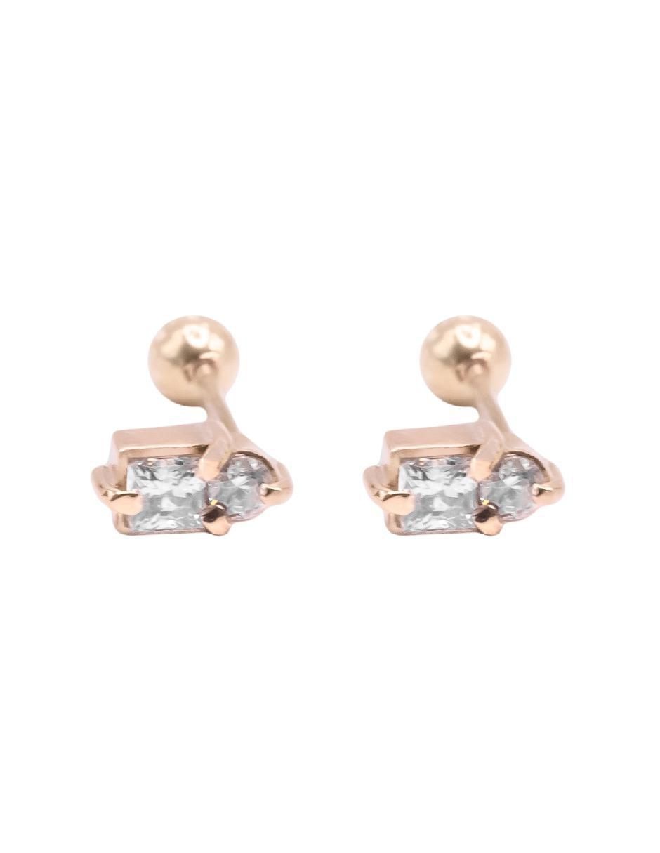 Broqueles Modelos Unicos de oro 14 k con acabado brillante cuarzo 2