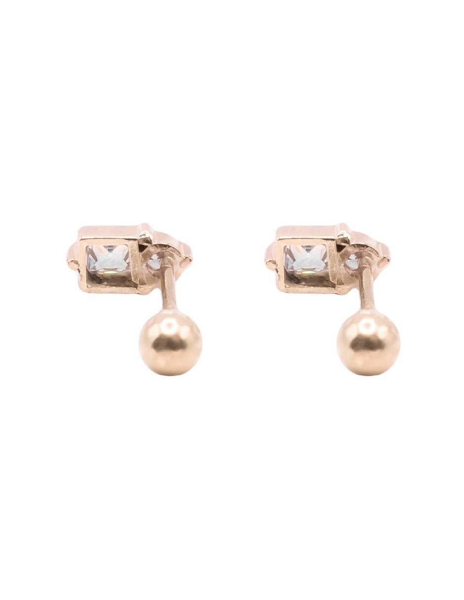 Broqueles Modelos Unicos de oro 14 k con acabado brillante cuarzo 3