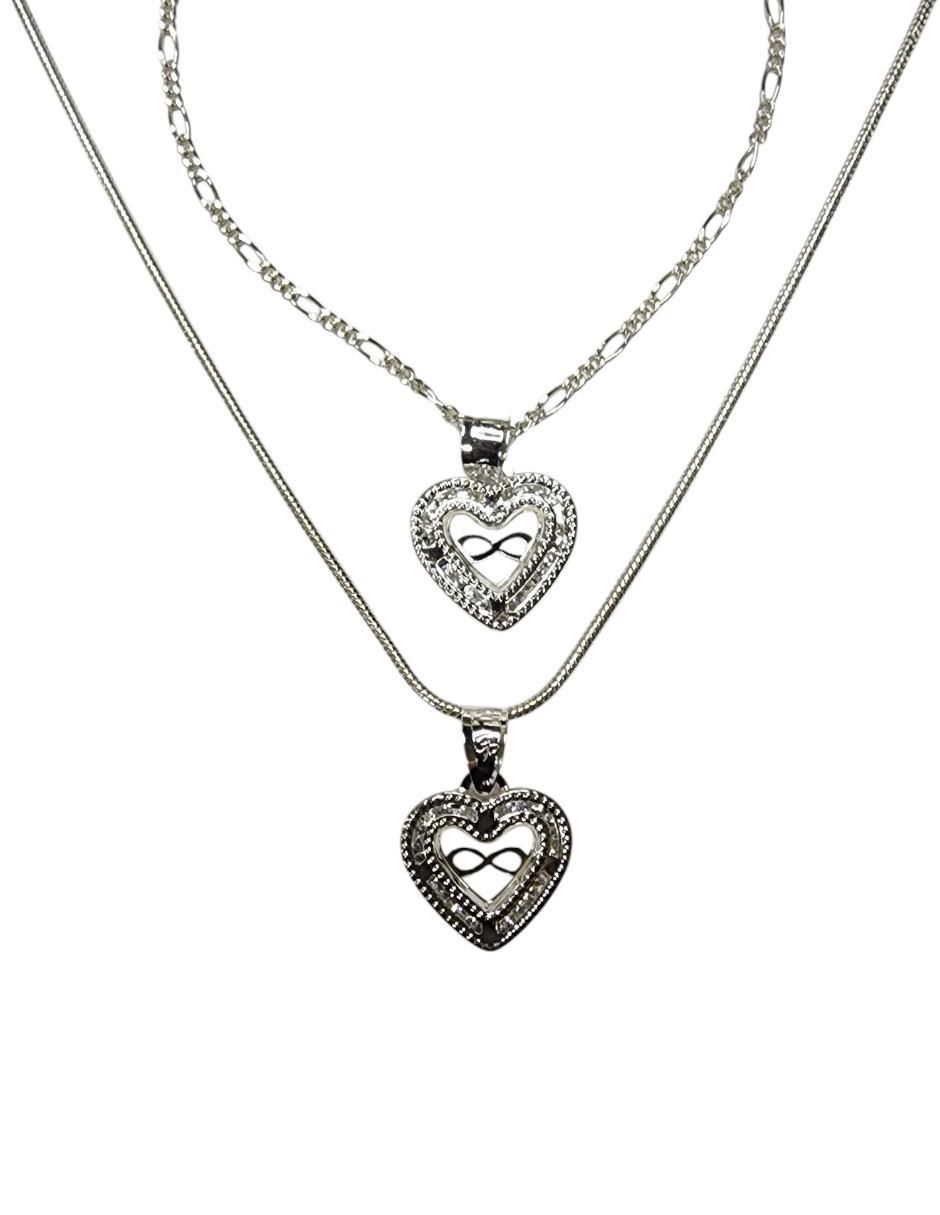 Set collar y pulsera de corazón Infinito de plata P 925 zirconia 1