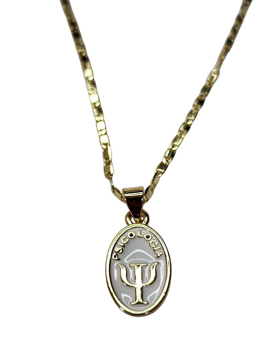 Collar con dije ovalado Psicologia de oro laminado 14 K 3