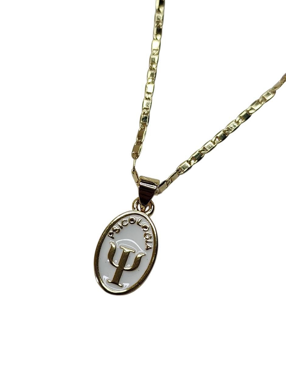 Collar con dije ovalado Psicologia de oro laminado 14 K 4