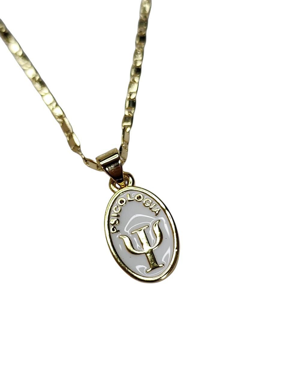 Collar con dije ovalado Psicologia de oro laminado 14 K 5