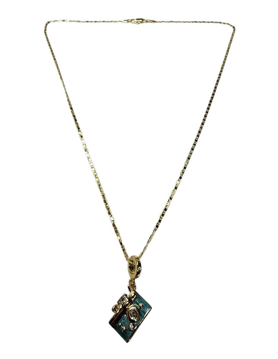 Collar con dije de cámara fotográfica Fotografo de oro laminado 14 K 2