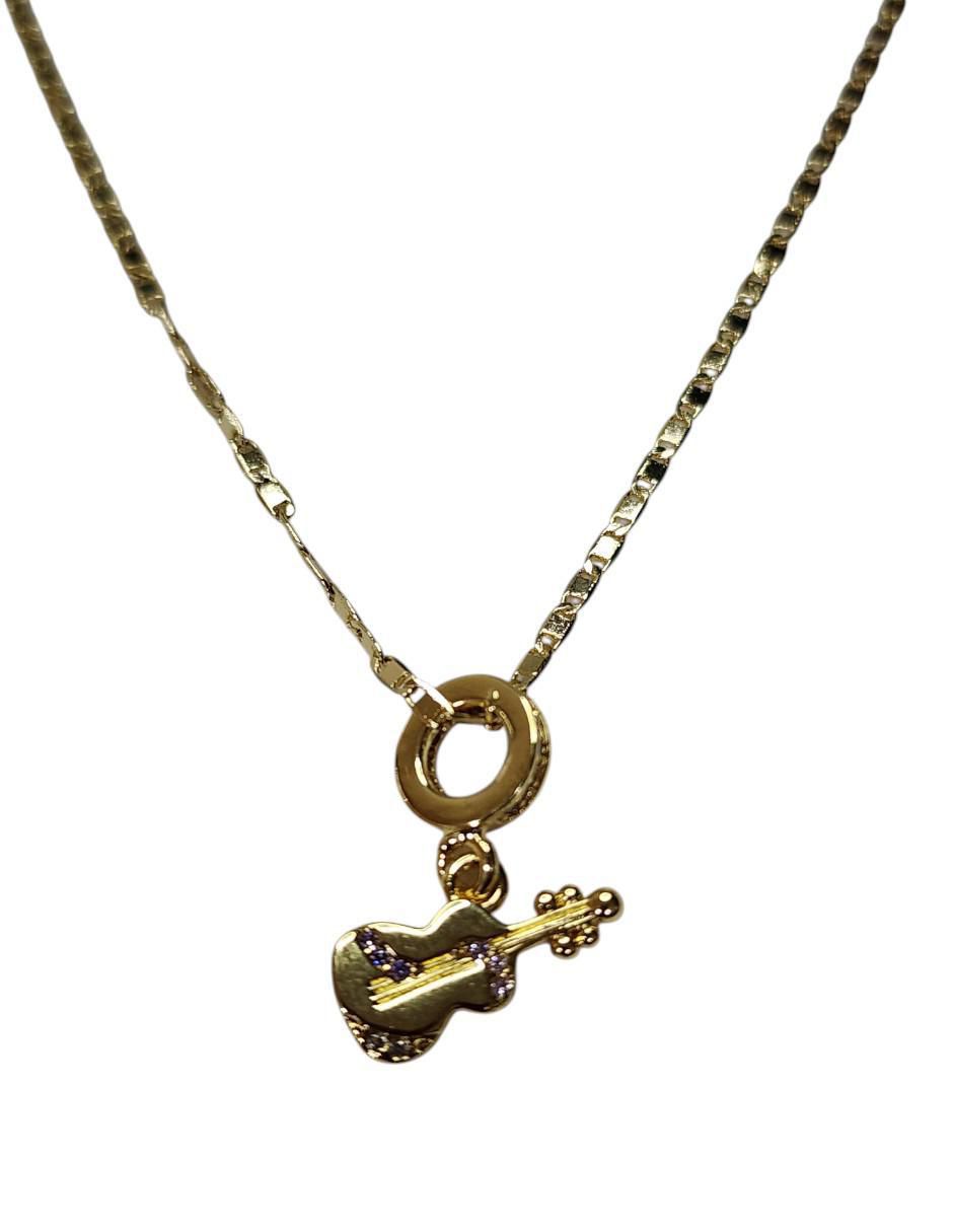 Collar con dije Guitarra Musical de oro laminado 14 K Collar con dije Guitarra Musical de oro laminado 14 K
