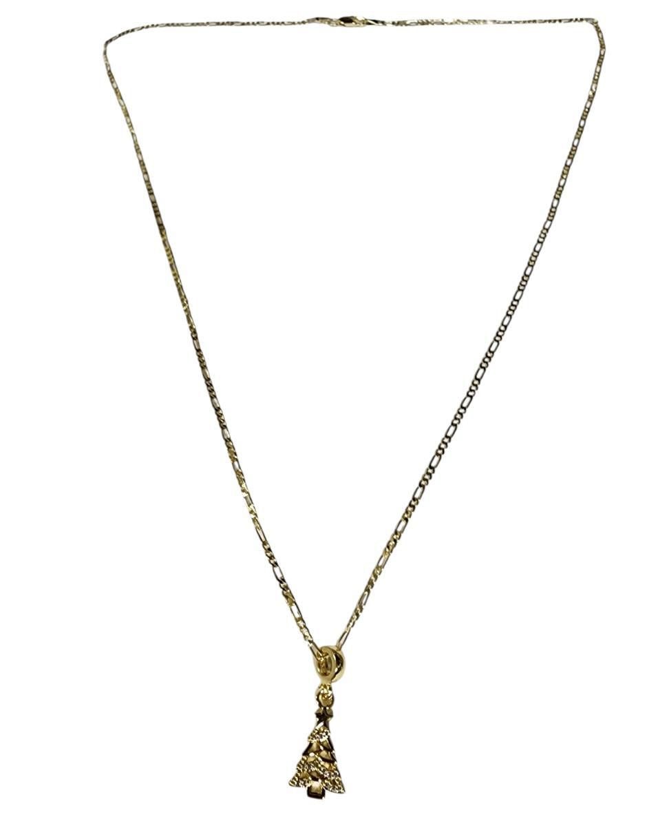 Collar con dije navidad de árbol Prosperidad de oro laminado 14 K 3