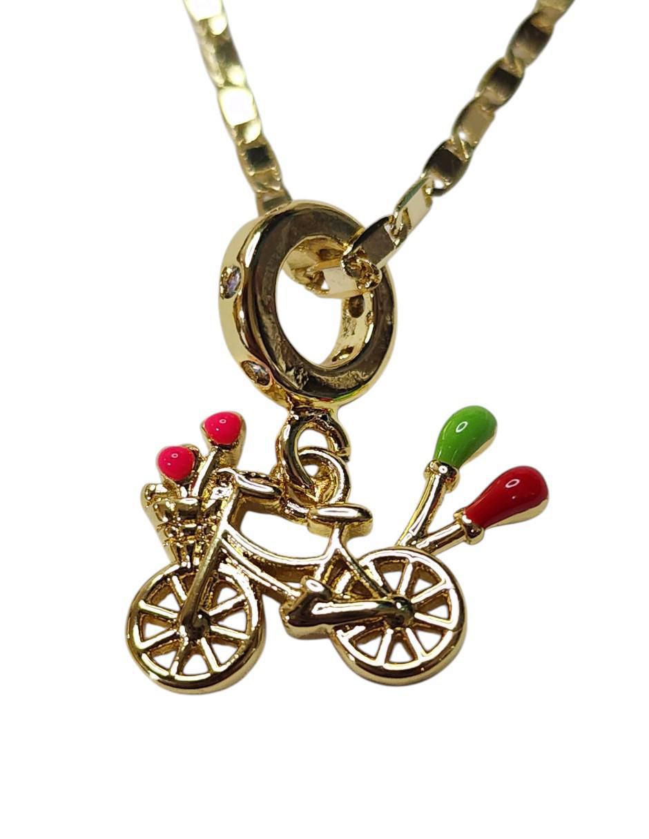 Collar con dije Bicicleta de oro laminado 14 K 3