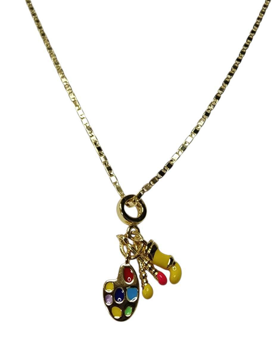 Collar con dije Godete Pintor de oro laminado 14 K Collar con dije Godete Pintor de oro laminado 14 K