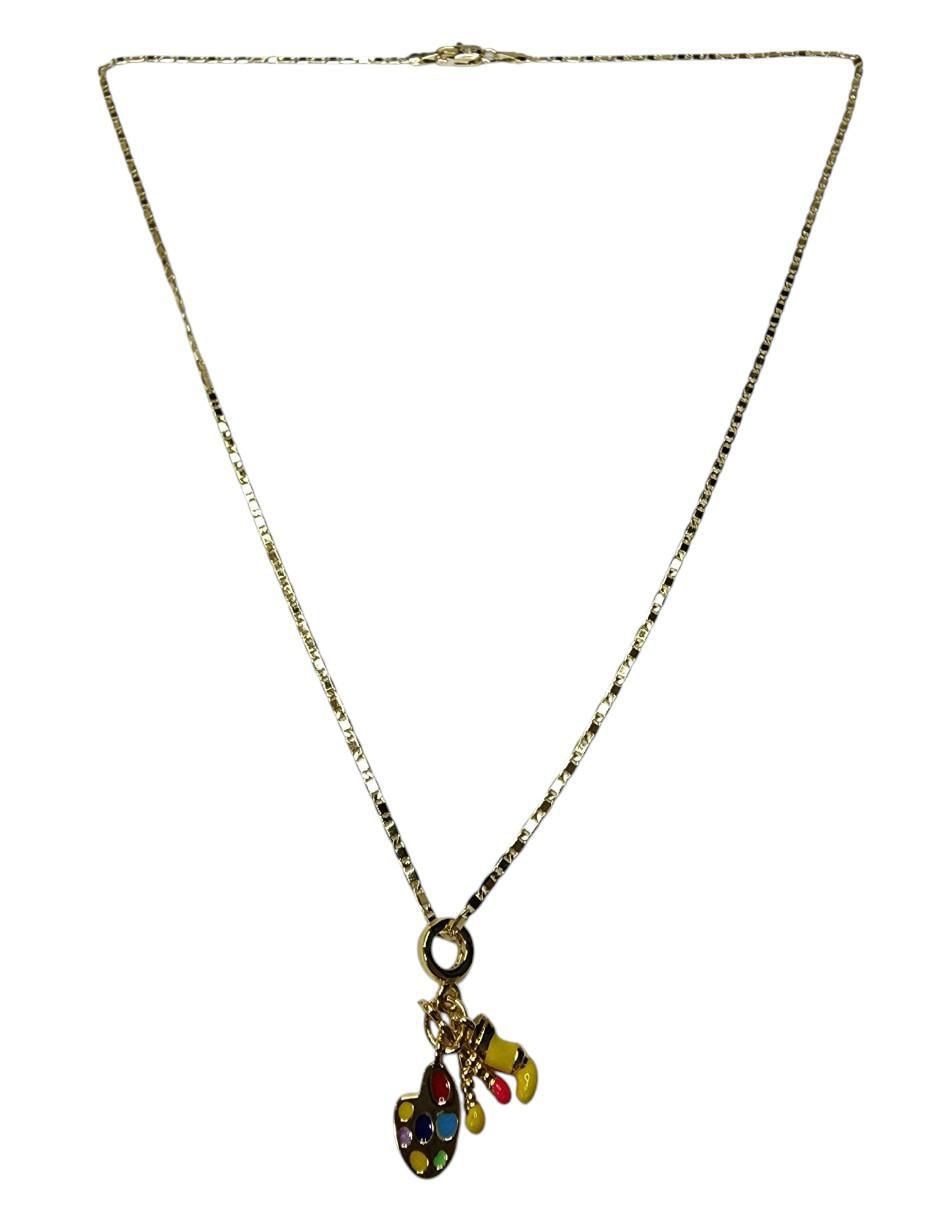 Collar con dije Godete Pintor de oro laminado 14 K 2
