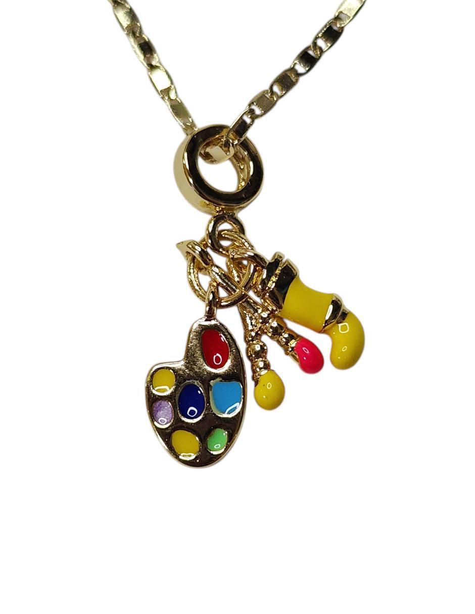Collar con dije Godete Pintor de oro laminado 14 K 3