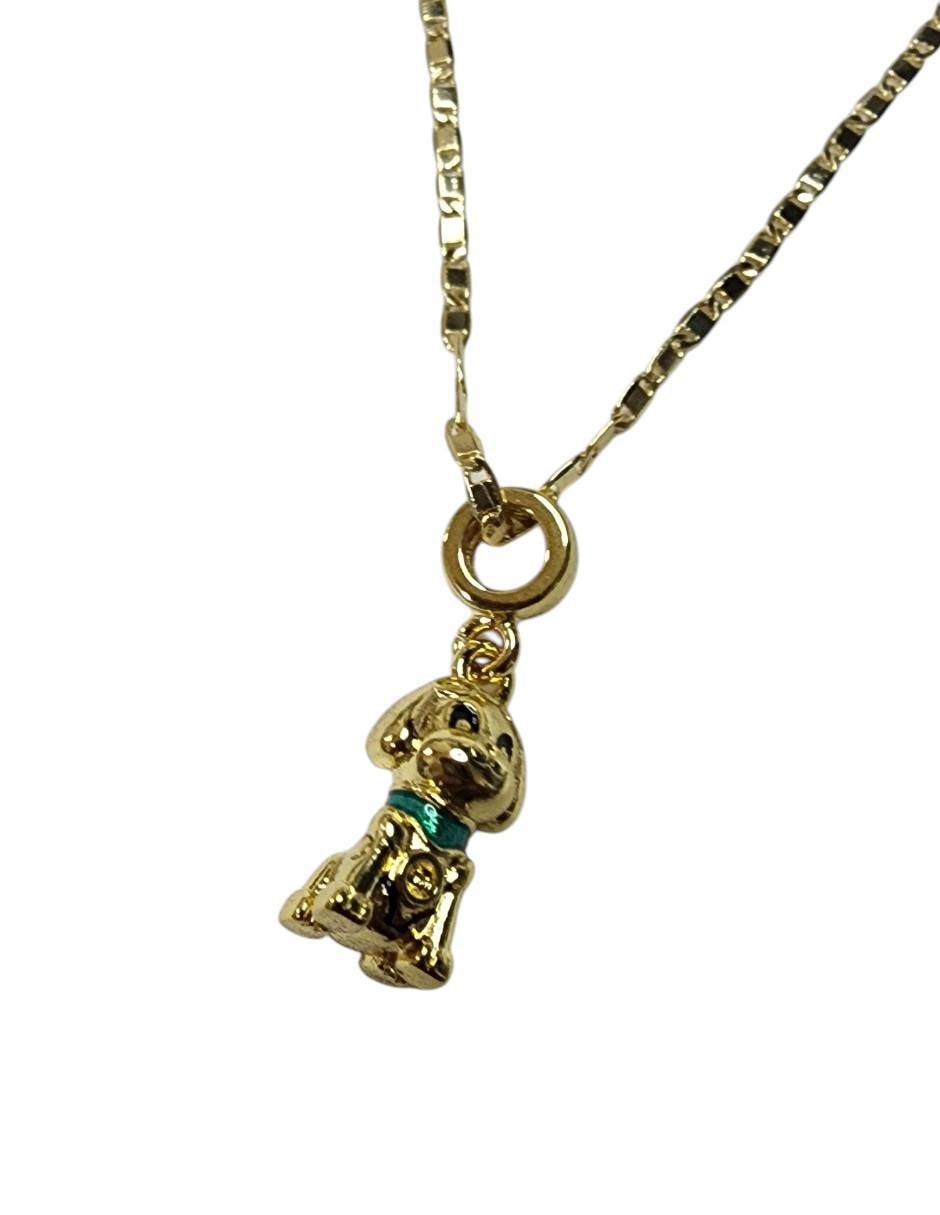 Collar con dije de perro de oro laminado 14 K 3