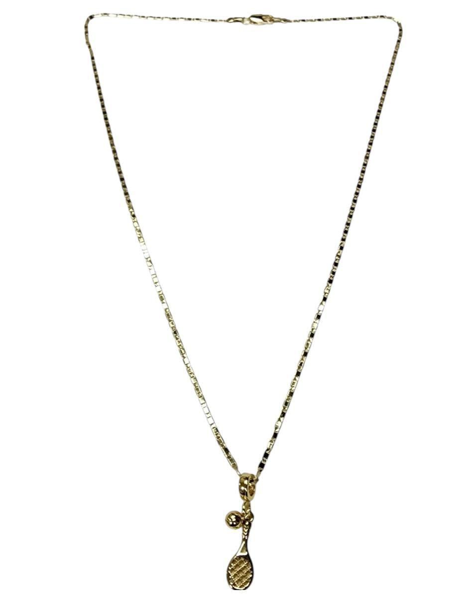 Collar con dije de raqueta Tennis de oro laminado 14 K 2