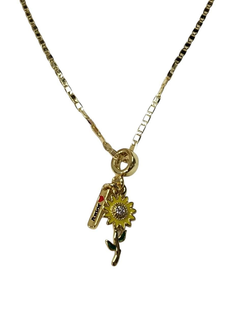Collar con dije de flor de oro laminado 14 K Collar con dije de flor de oro laminado 14 K