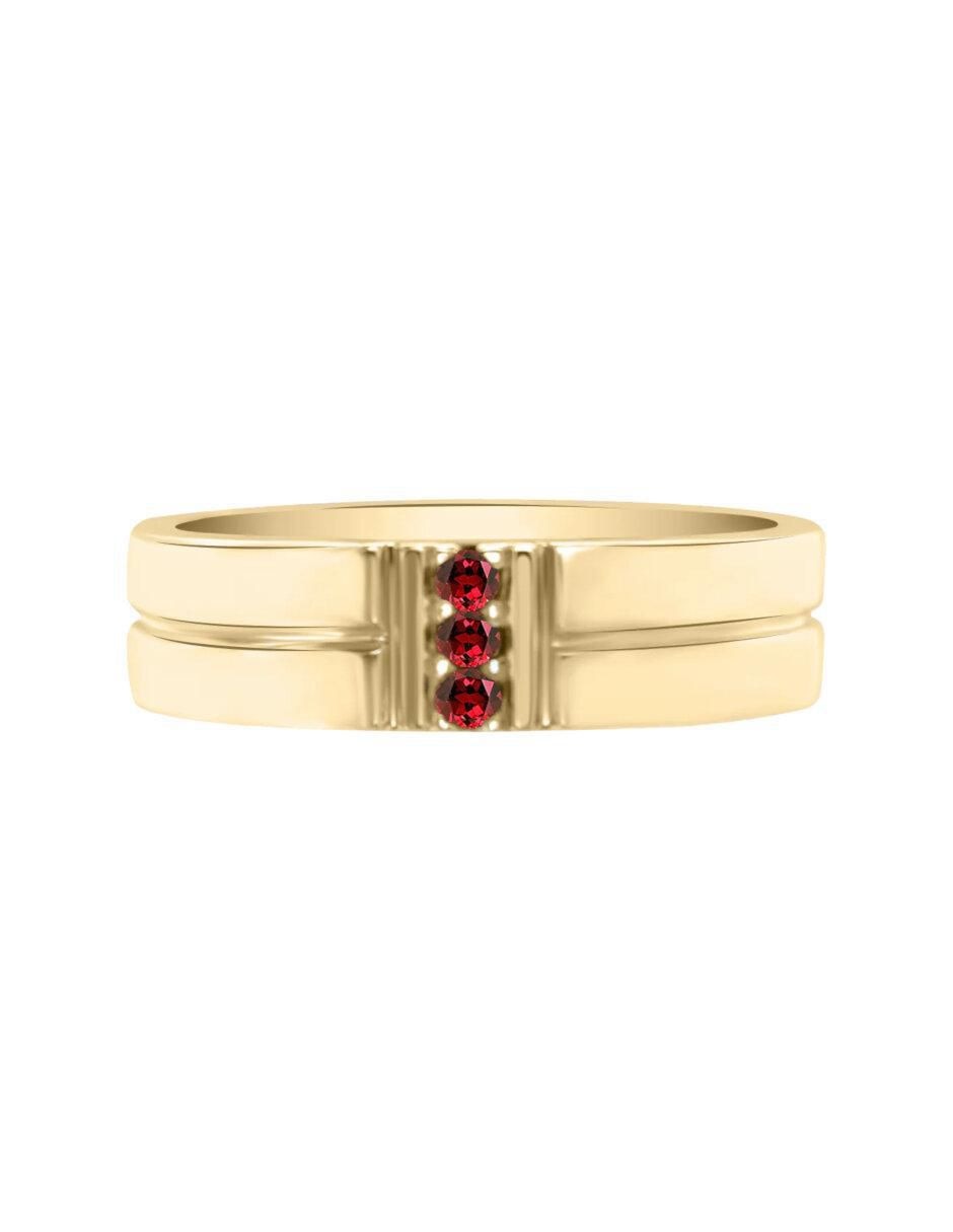 Anillo Lionne 14 k de oro rubí brillante