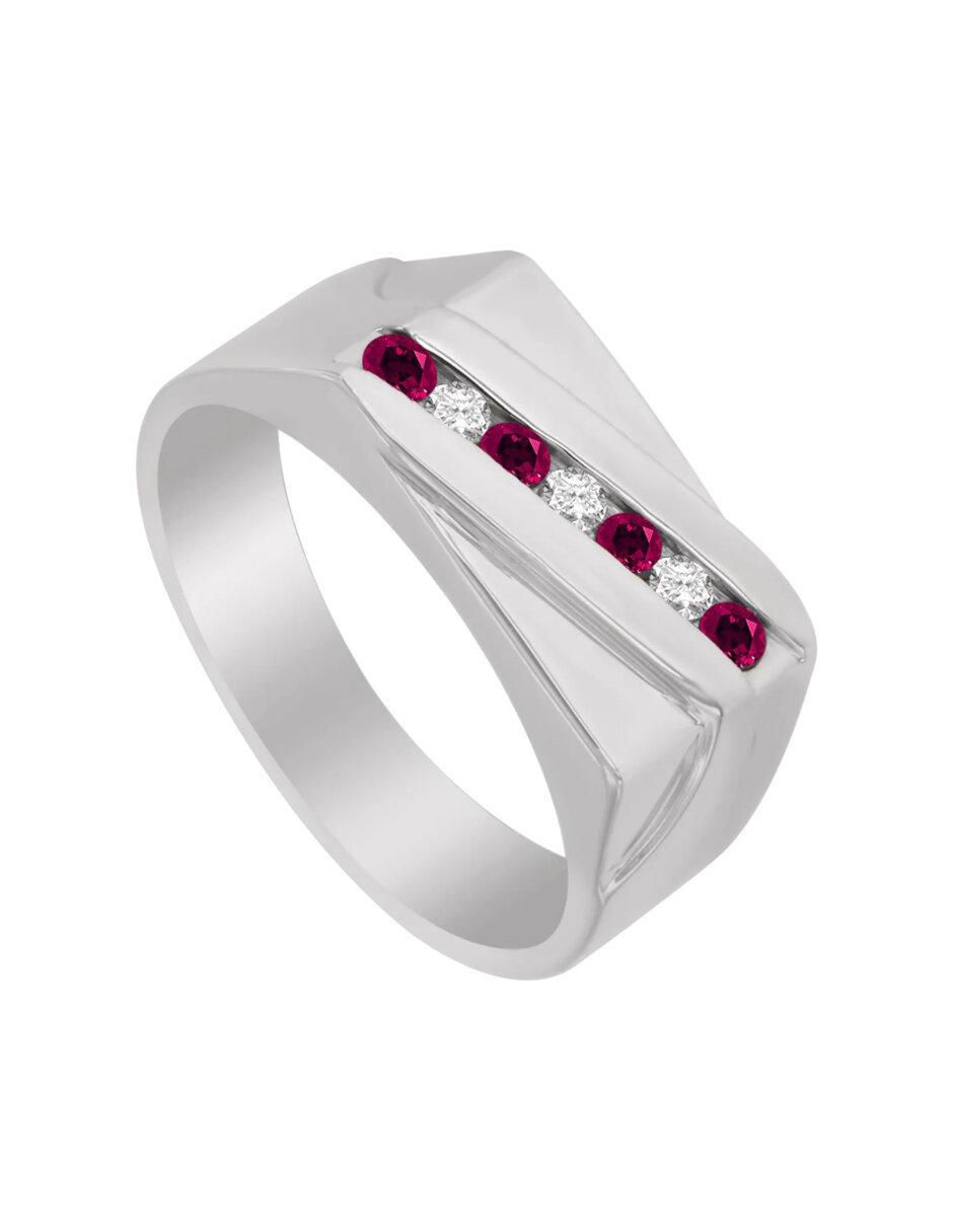 Anillo Celso 14 k de oro rubí y diamante brillante 2