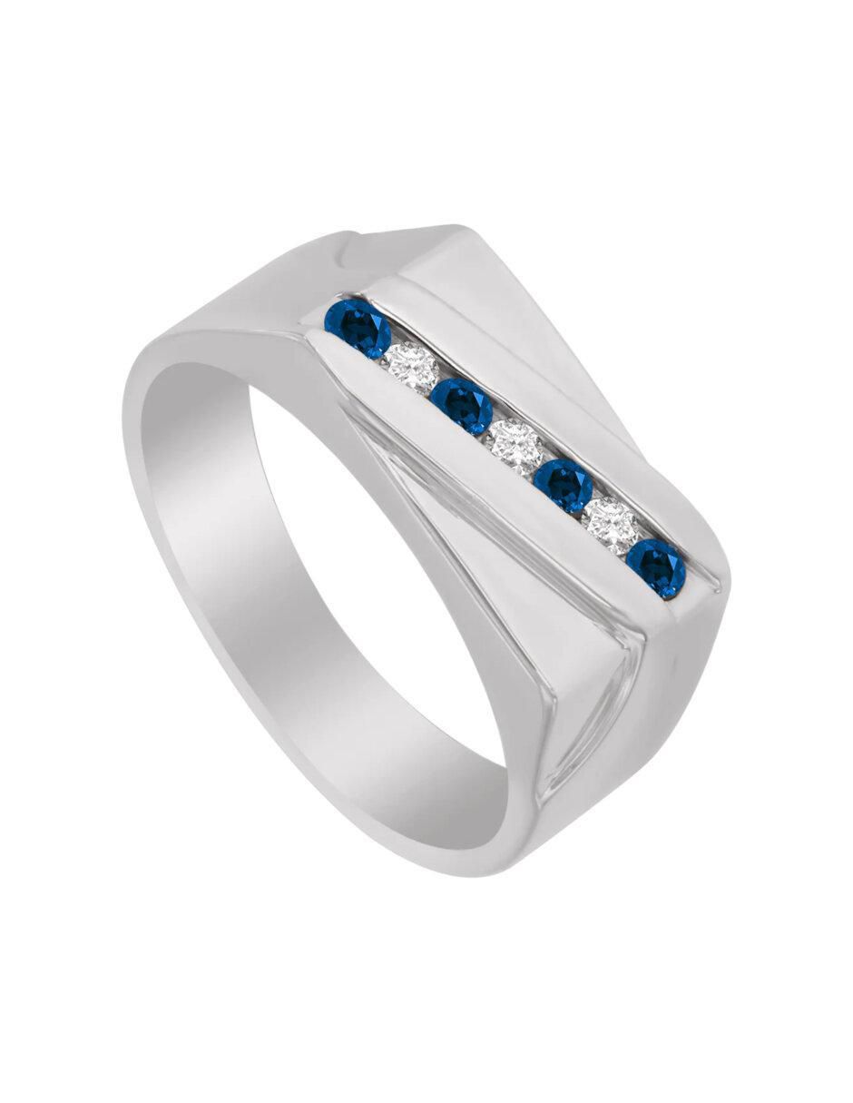 Anillo Celso 14 k de oro zafiro y diamante brillante 2