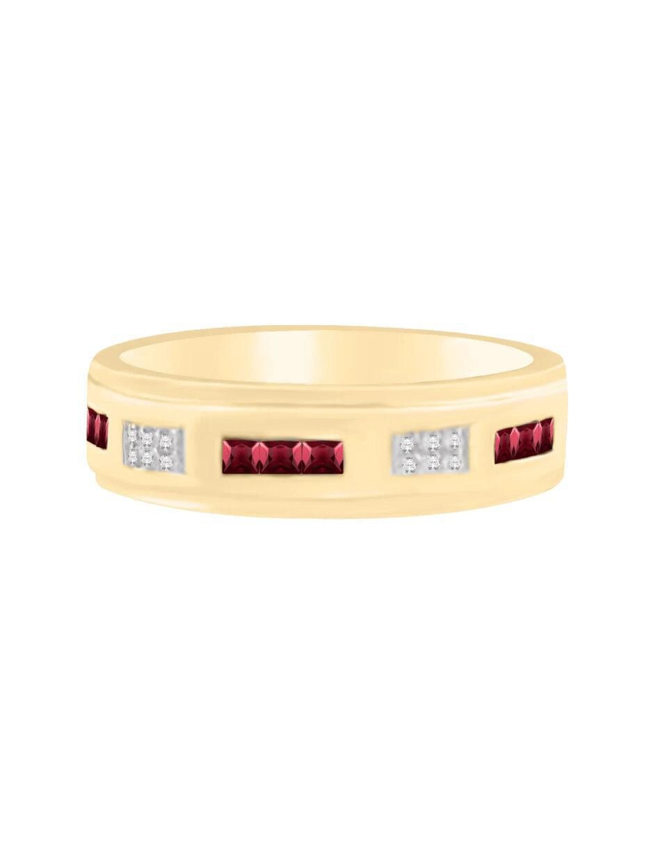 Anillo Briones 14 k de oro rubí y diamante brillante