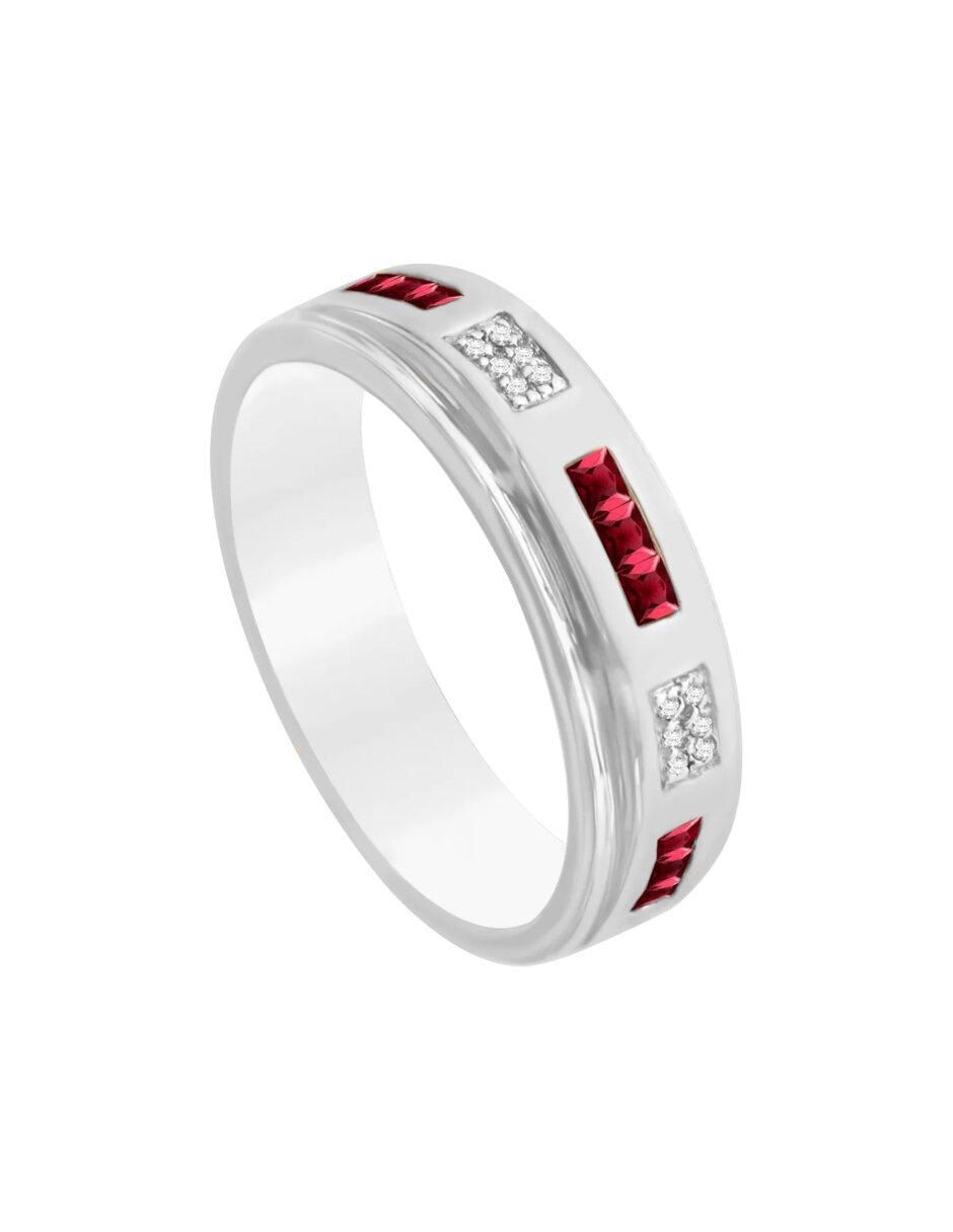 Anillo Briones 14 k de oro rubí y diamante brillante 4
