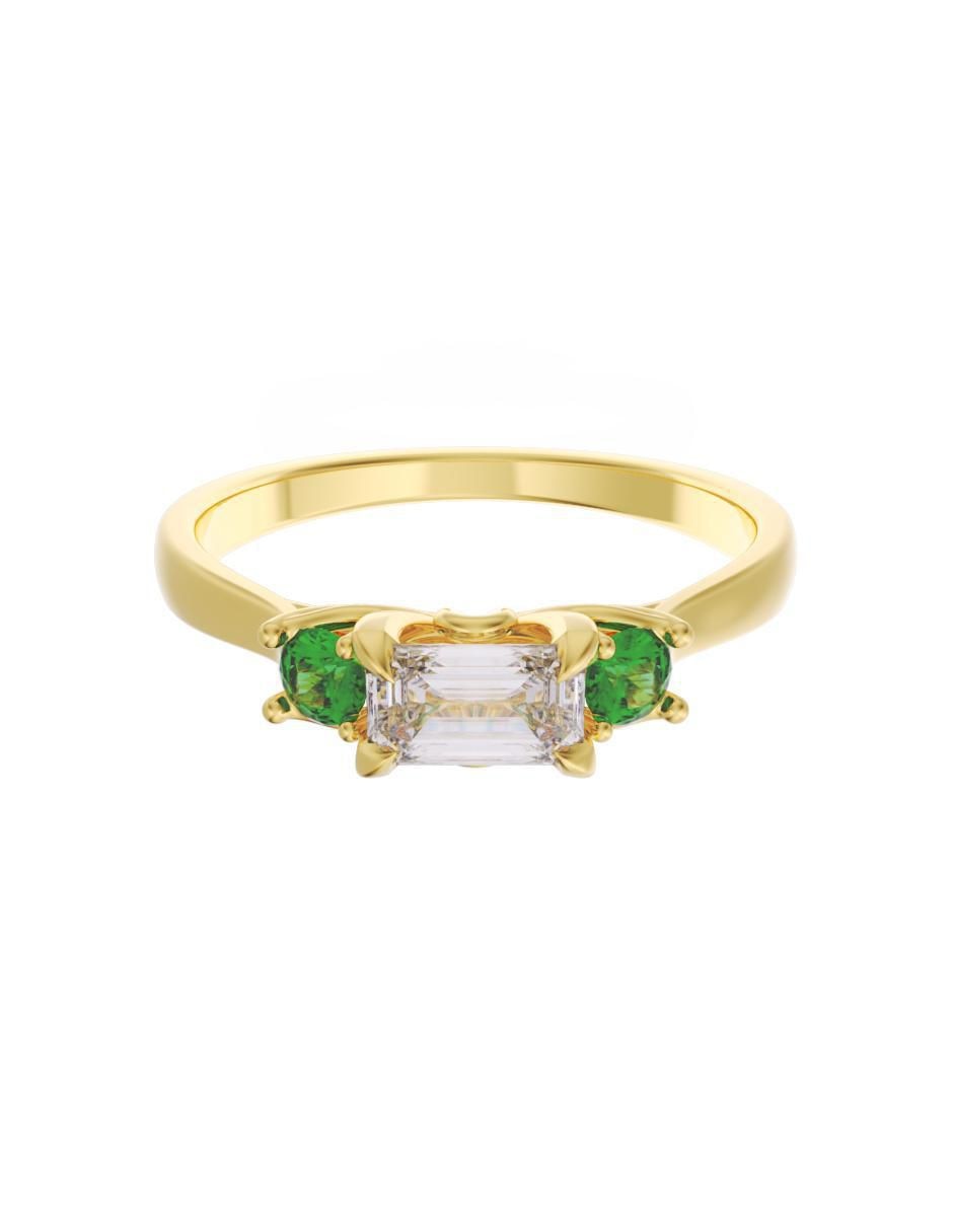 Anillo de compromiso de oro 14 k Eternidad zirconia