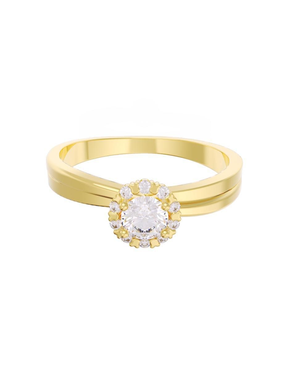 Anillo de compromiso de oro 14 k Eternidad zirconia