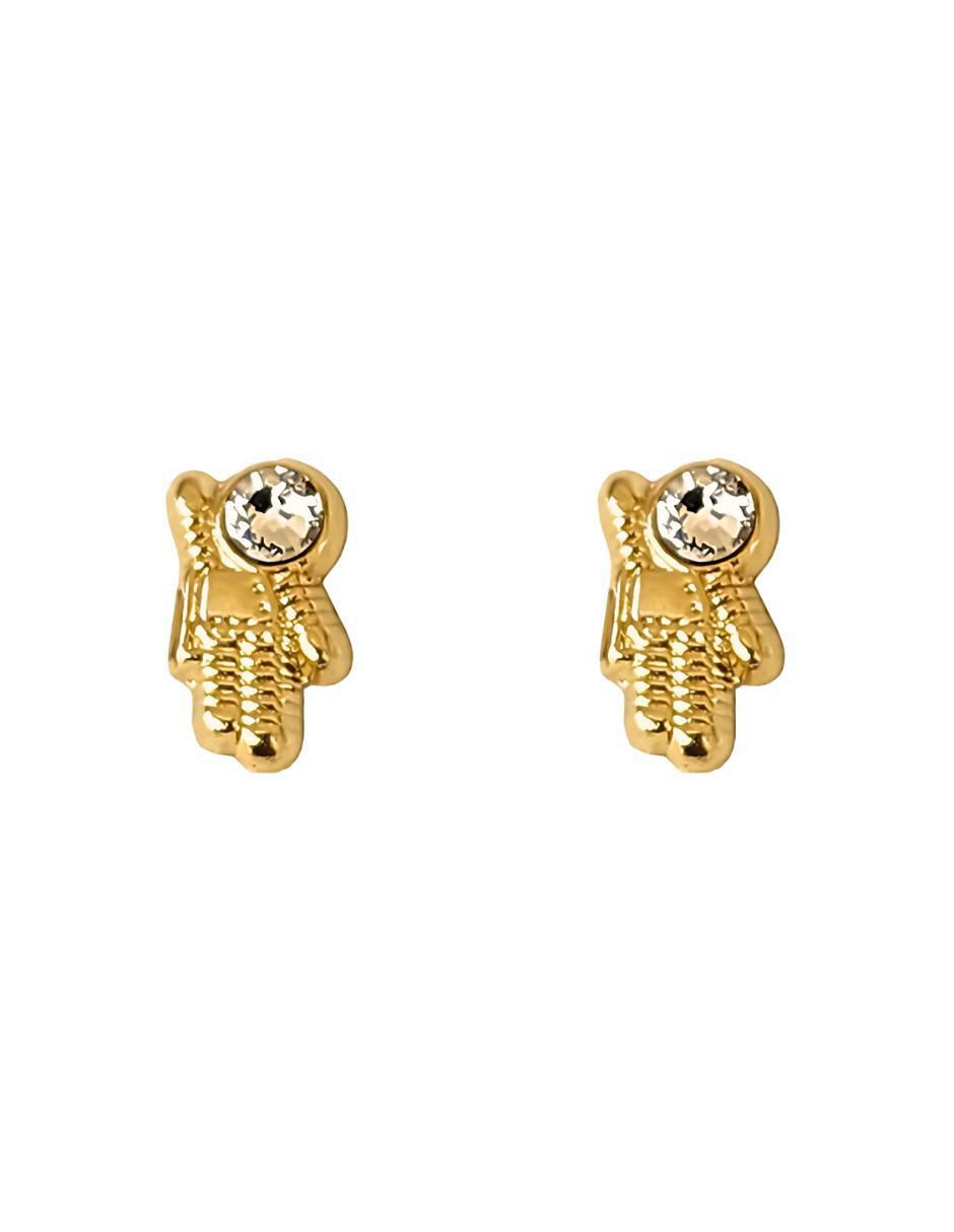 Broqueles de niño Astronauta de oro amarillo 10 K con acabado pulido zirconia Broqueles de niño Astronauta de oro amarillo 10 K con acabado pulido zirconia