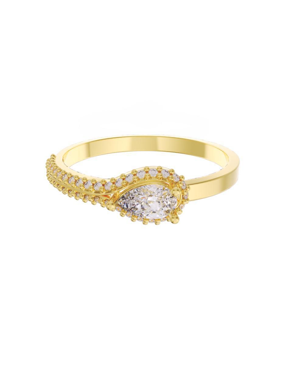 Anillo de compromiso de oro 14 k Eternidad zirconia