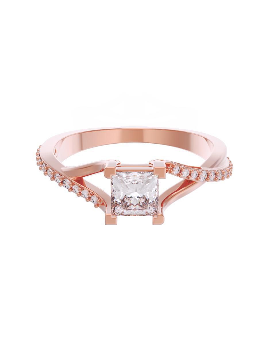 Anillo de compromiso de oro 14 k Eternidad zirconia Anillo de compromiso de oro 14 k Eternidad zirconia