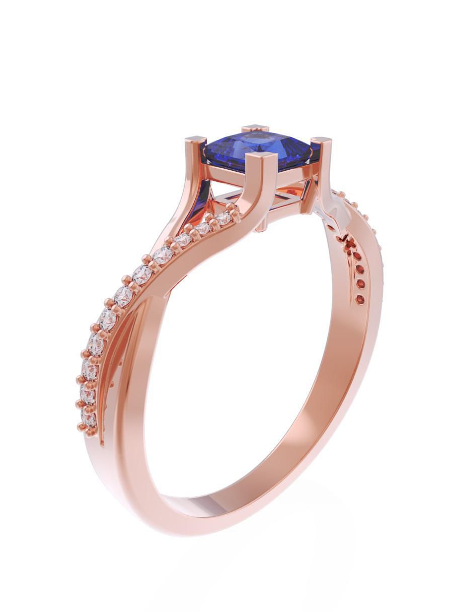 Anillo de compromiso de oro 14 k Eternidad zirconia 3