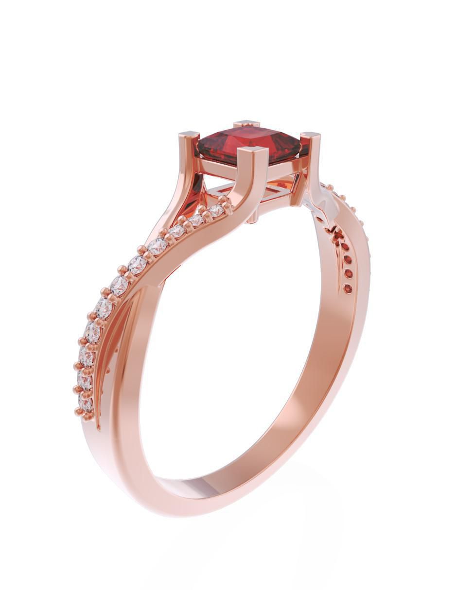 Anillo de compromiso de oro 14 k Eternidad zirconia 3