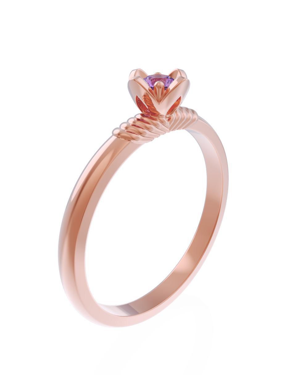 Anillo de compromiso de oro 14 k Eternidad zirconia 3