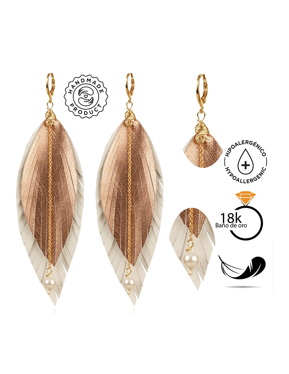 Largos "de (si aplica)" pluma no aplica vangania sin familia o colección "de" baño oro 18 k "con acabado" baño de oro perla