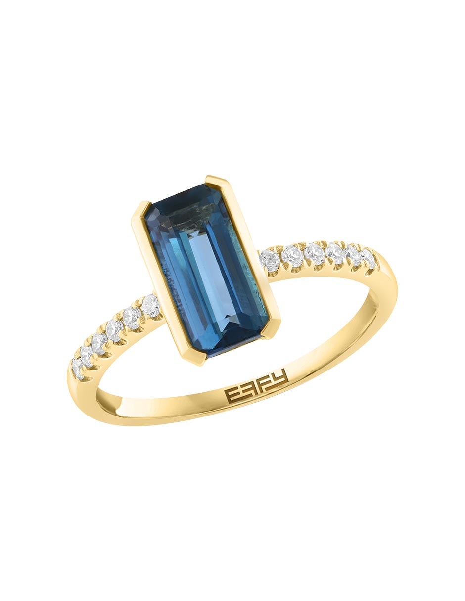 Anillo cuadrado Effy 14 k de oro diamante brillante