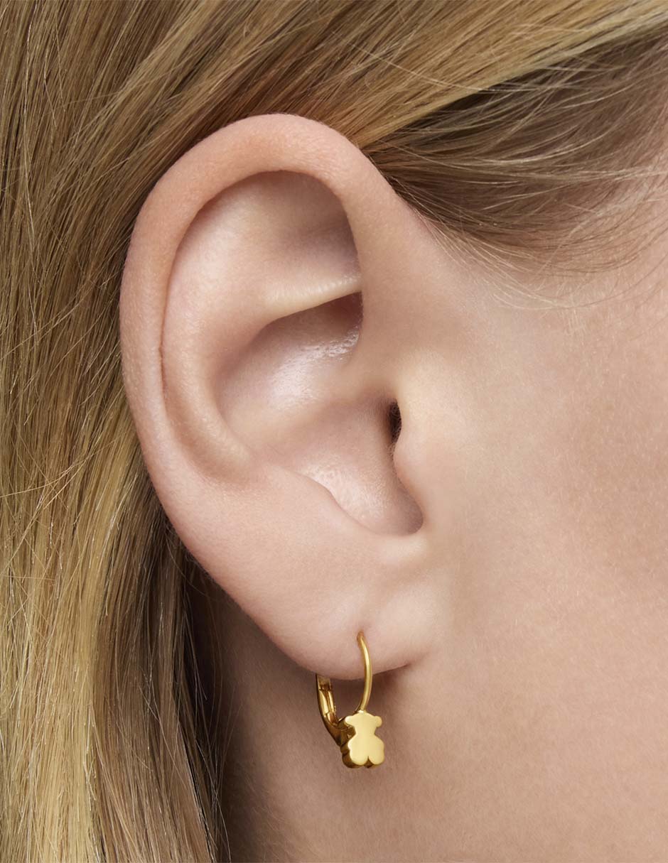 Aretes cortos de oso Sweet Dolls de oro 18 k con acabado brillante 6