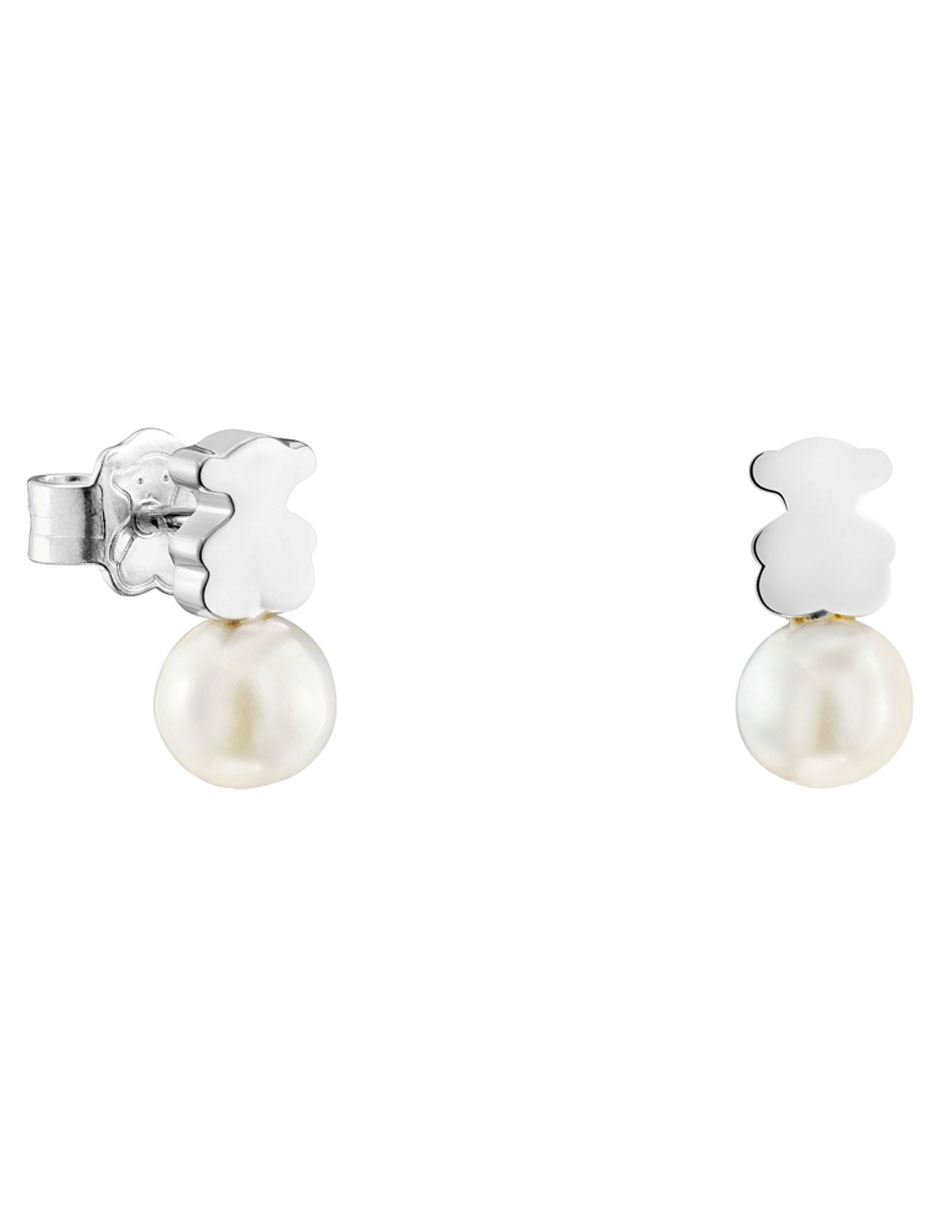Aretes corto de oso Sweet Dolls de plata P 925 con acabado brillante perla