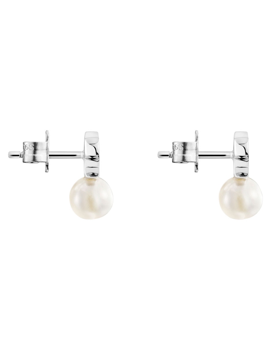 Aretes corto de oso Sweet Dolls de plata P 925 con acabado brillante perla 2