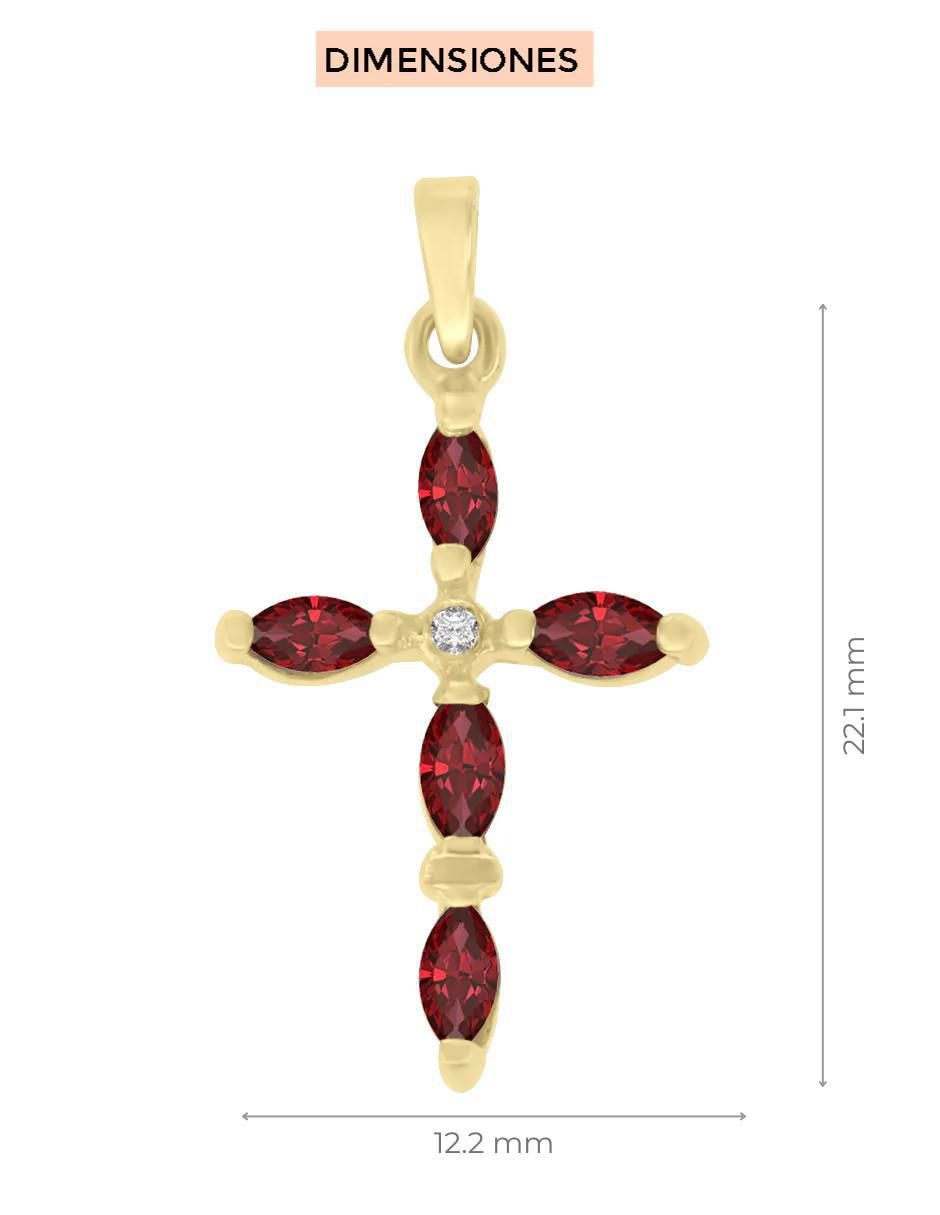 Dije de cruz eva de oro 14 K rubí y diamante 2