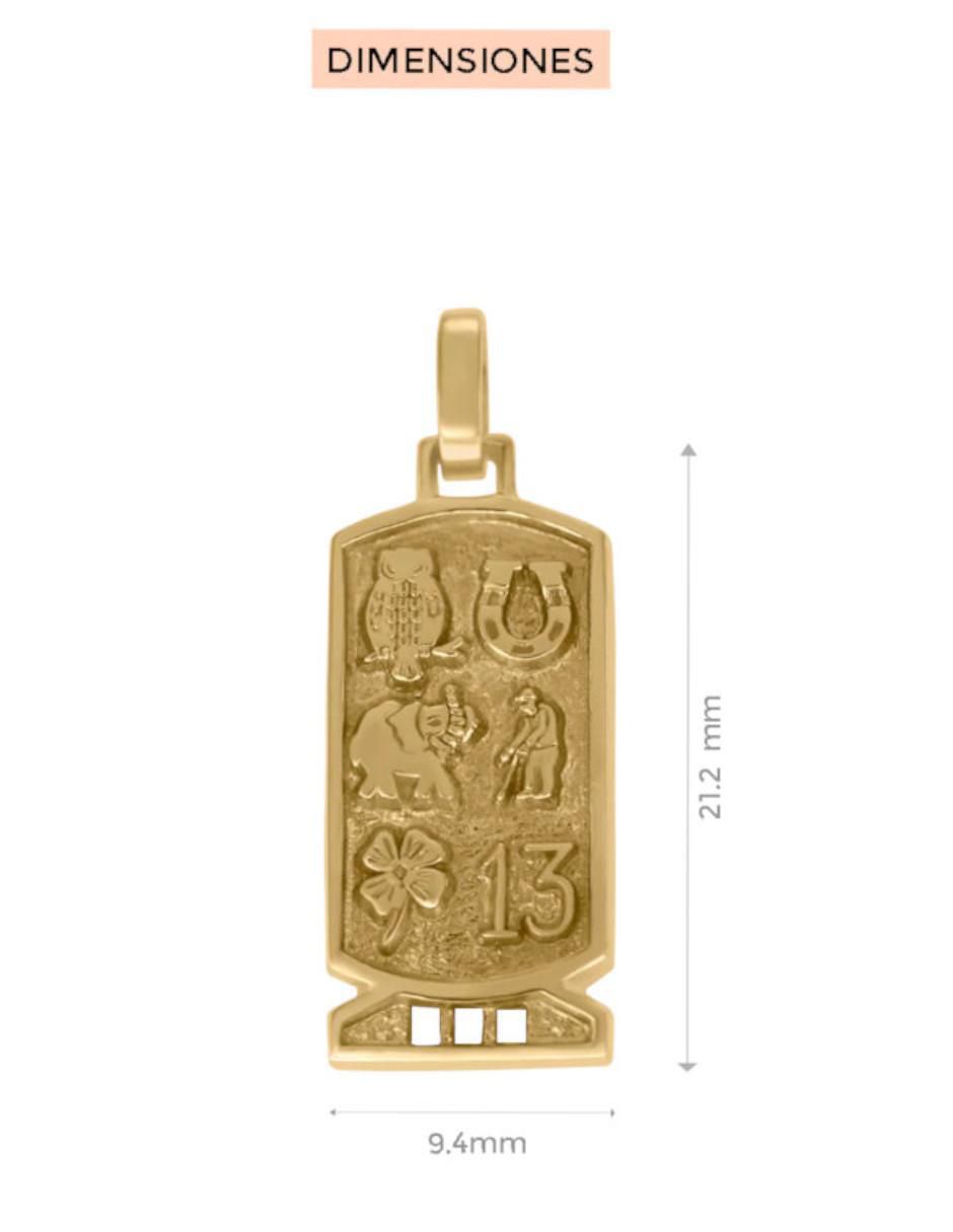 Dije rectangular kartush de oro 15 k 3