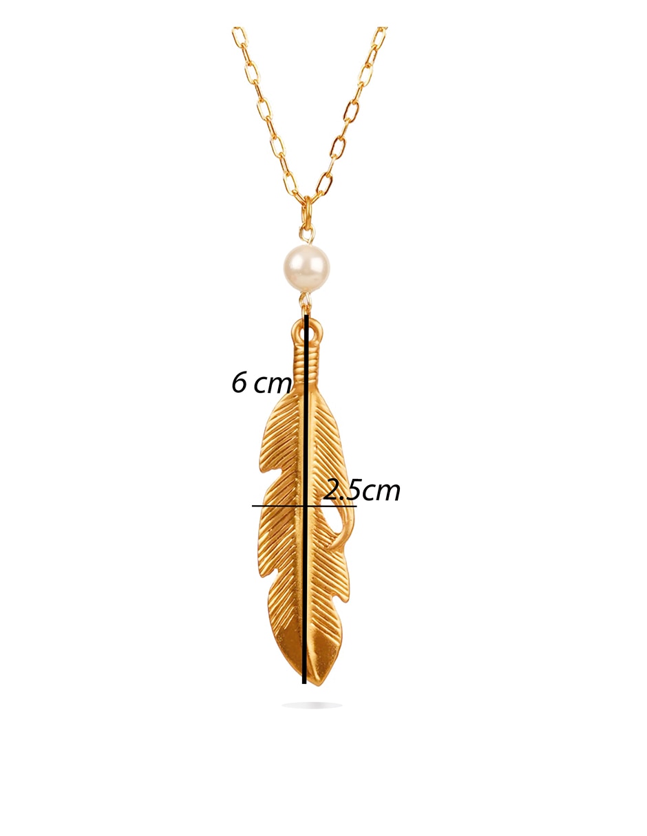 Collar con dije de pluma de baño de oro 18 K 7