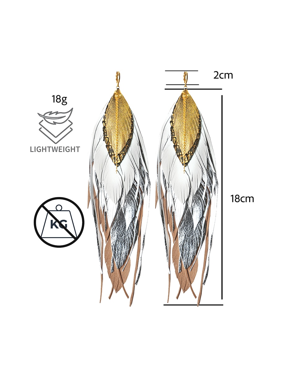 Aretes largos de pluma 8