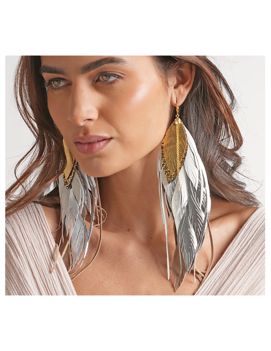 Aretes largos de pluma 5