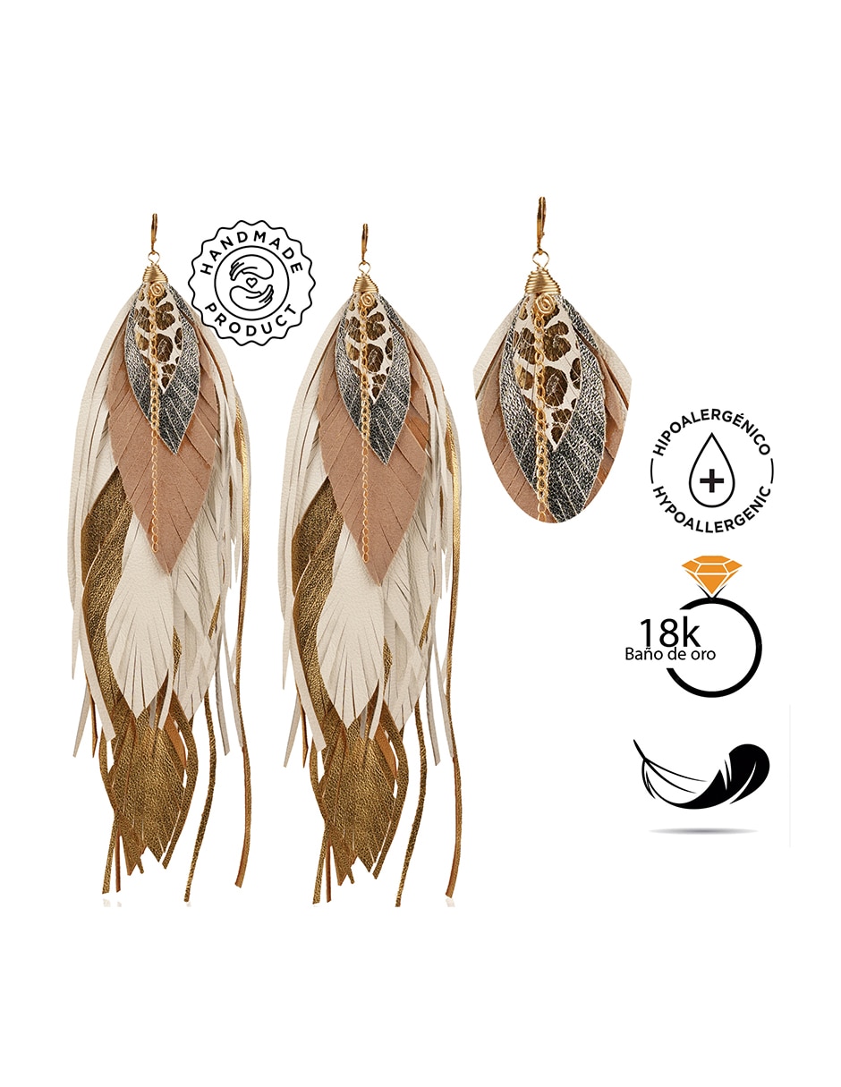 Aretes largos de pluma 4