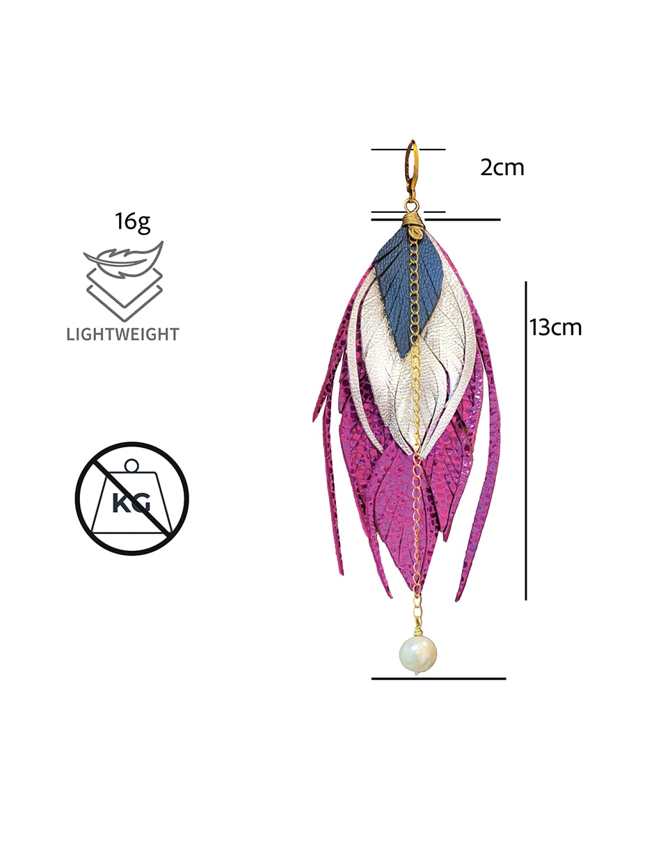 Aretes largos de pluma 9