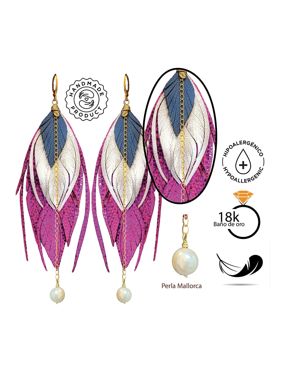 Aretes largos de pluma 4