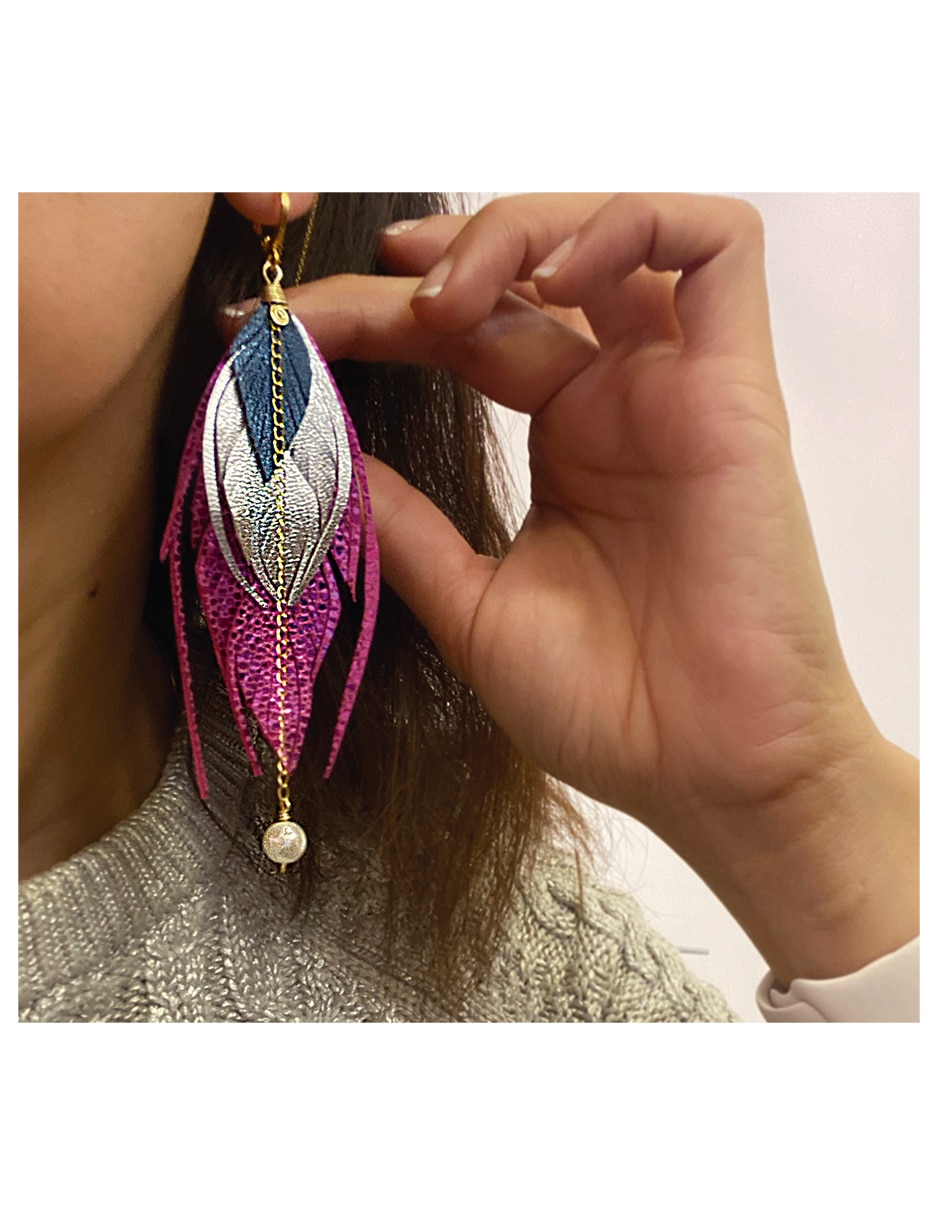 Aretes largos de pluma 6