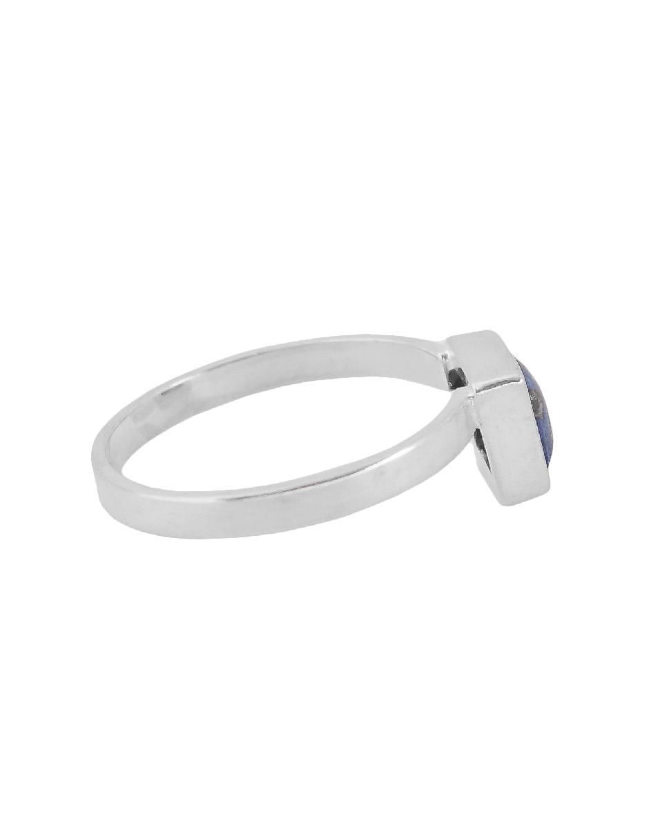 Anillo cuadrado Destellos de la tierra P 925 de plata lapislázuli brillante 3